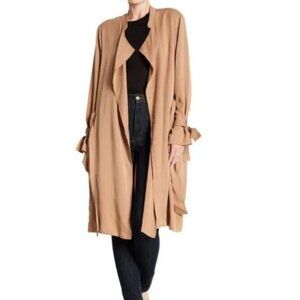 Splendid Open Front Trench Coat1 Lightweight Tie Gatherer attach Cuffs Size XS